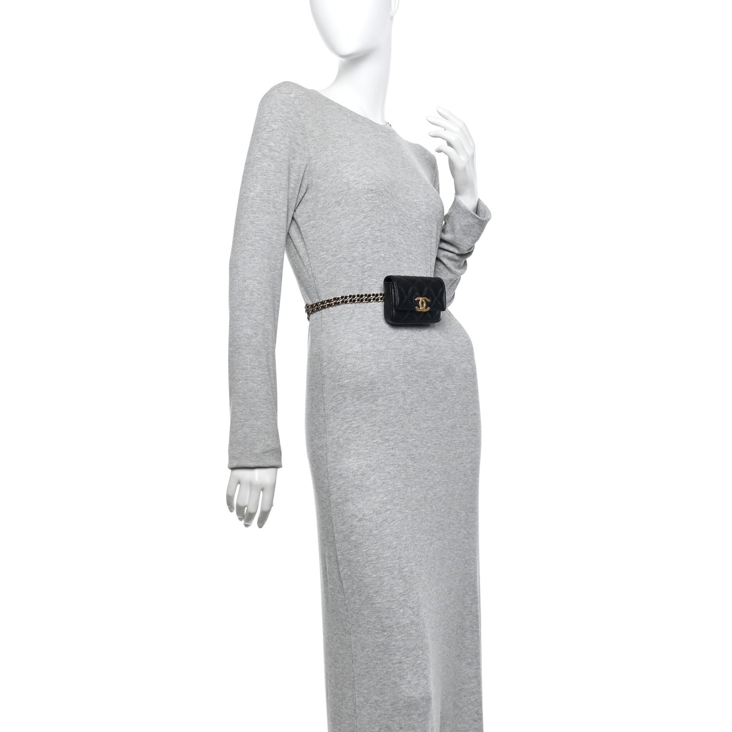 Lambskin Quilted Flap Chain Belt Bag Black