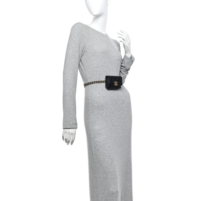 Chanel Lambskin Quilted Flap Chain Belt Bag Black 2 of 14