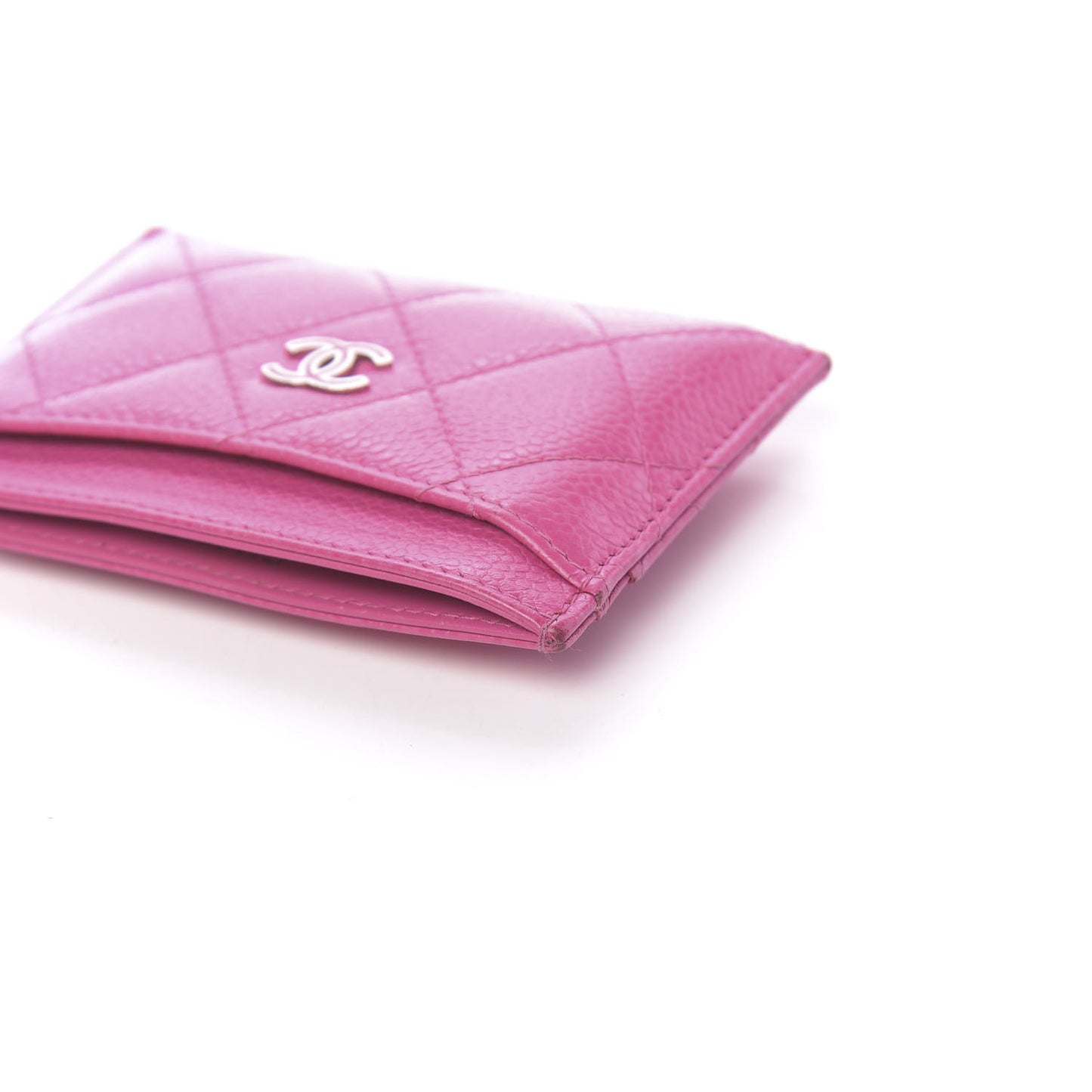 Caviar Quilted Card Holder Pink