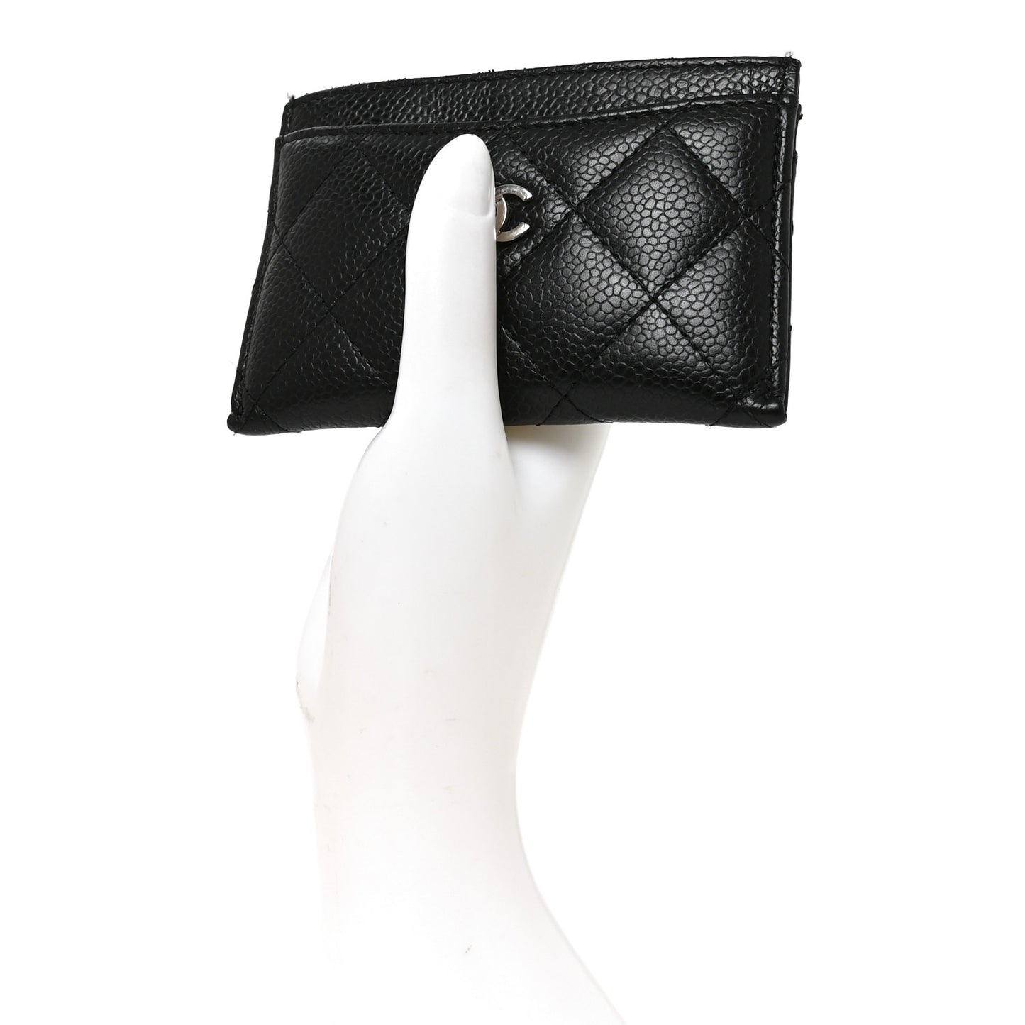Caviar Quilted Card Holder Black