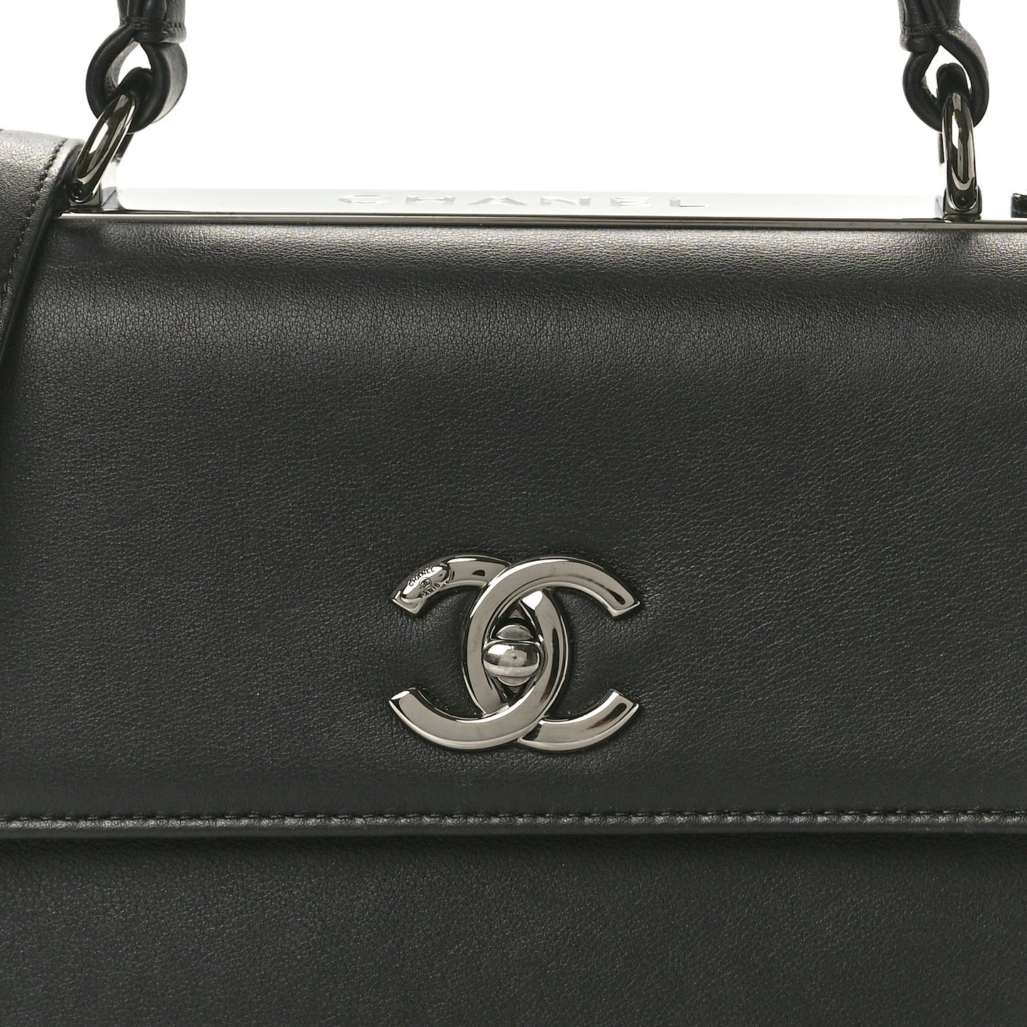 Calfskin Small Trendy CC Dual Handle Flap Bag Black