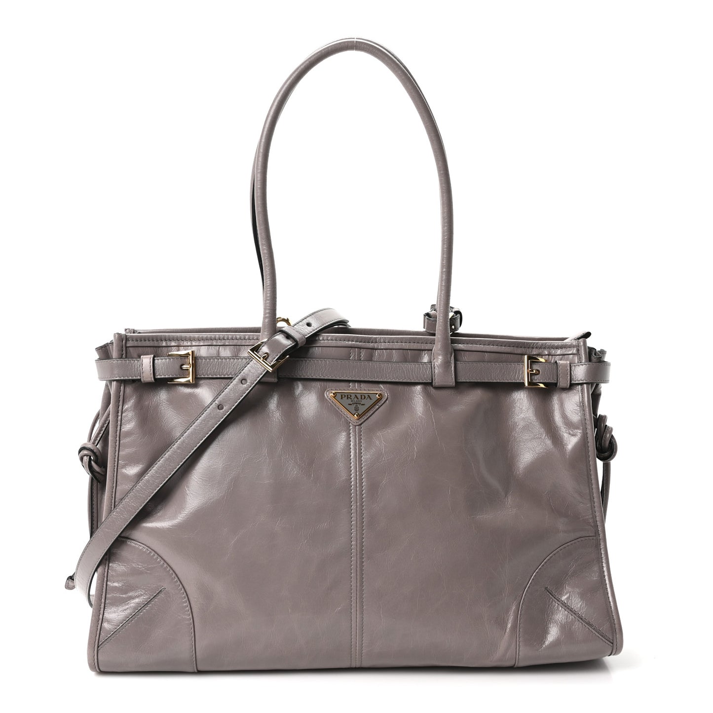 Glossy Calfskin Triangle Large Bonnie Shoulder Bag Peltro