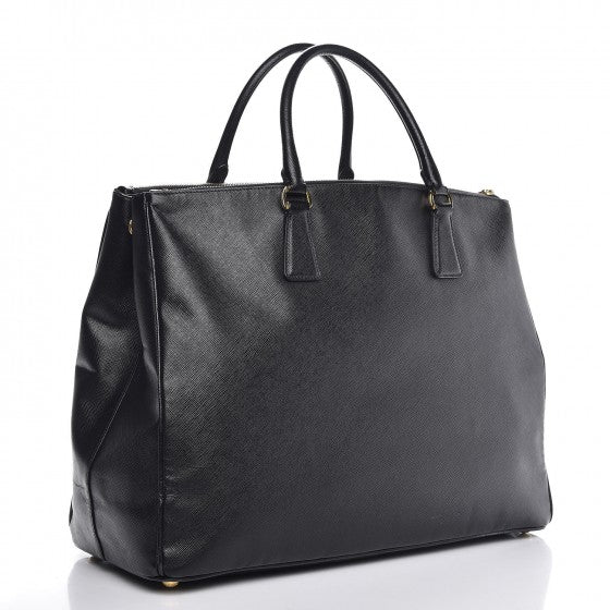 Saffiano Lux Extra Large Galleria Double Zip Tote Black