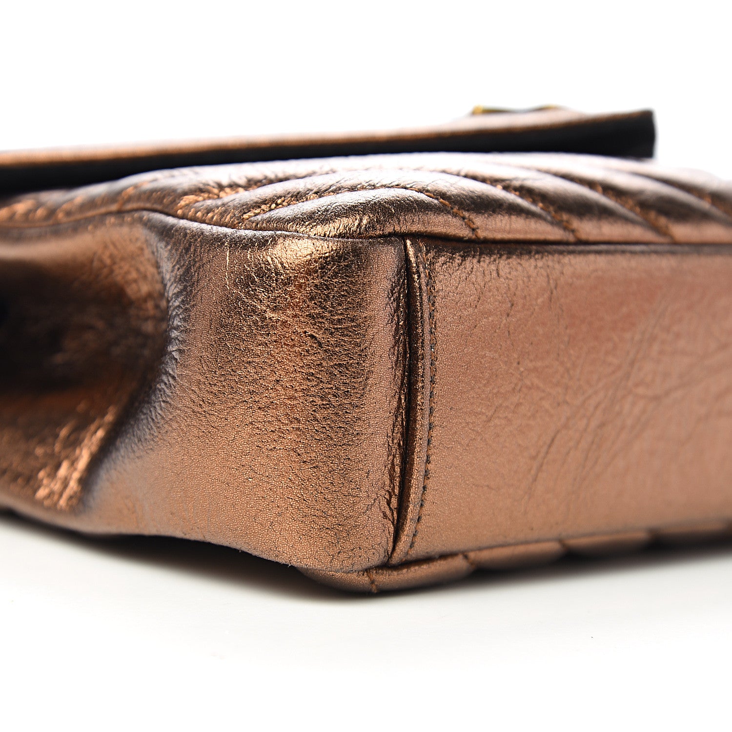 Saint Laurent Metallic Calfskin Matelasse Chevron Monogram Medium College Bag Bronze 6 of 9