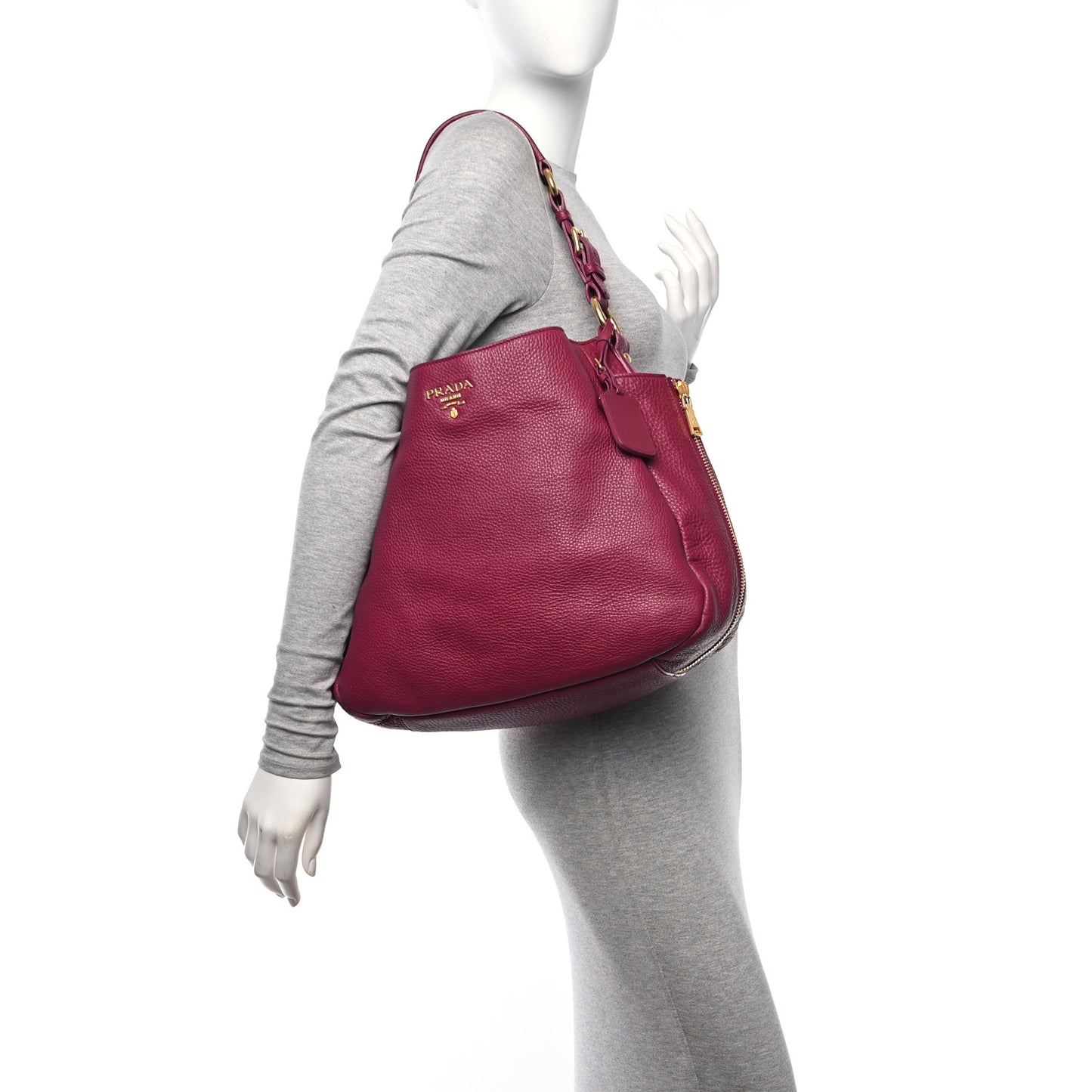 Vitello Daino Side Zip Pocket Hobo Ametista