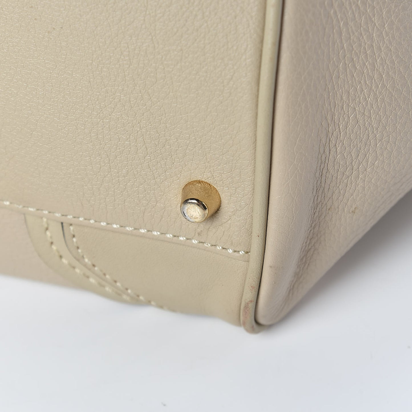 Grainy Calfskin Small Canterbury Tote Beige
