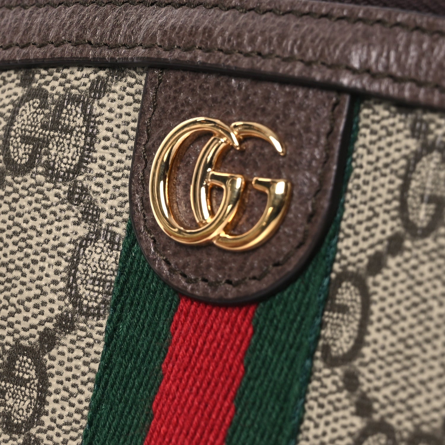 Gucci GG Supreme Monogram Textured Calfskin Web Medium Ophidia Cosmetic Case Beige Ebony New Acero 9 of 10