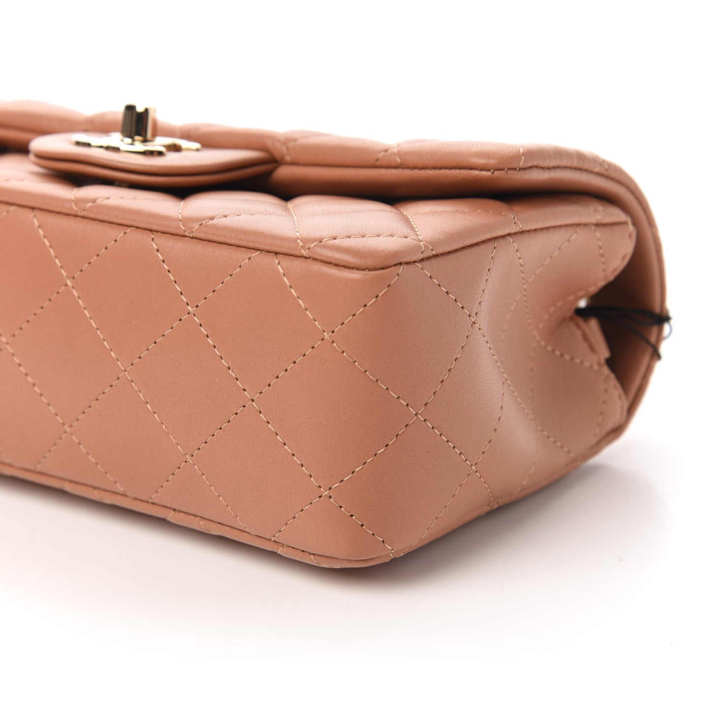 Lambskin Quilted Mini Rectangular Flap Brown