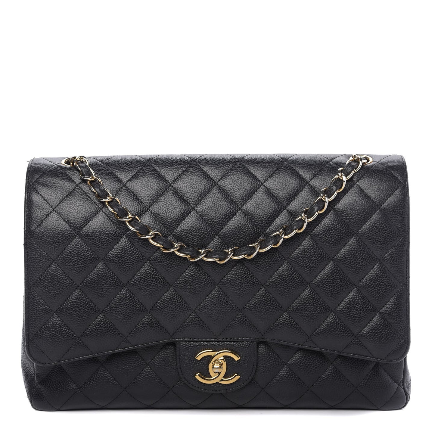 Caviar Quilted Maxi Double Flap Black