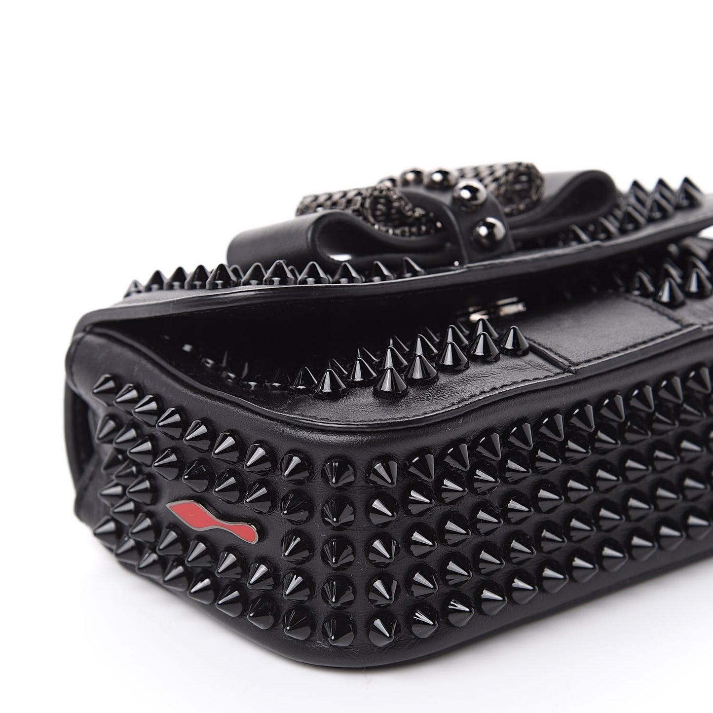 Calfskin Spikes Sweety Charity Crossbody Bag Black
