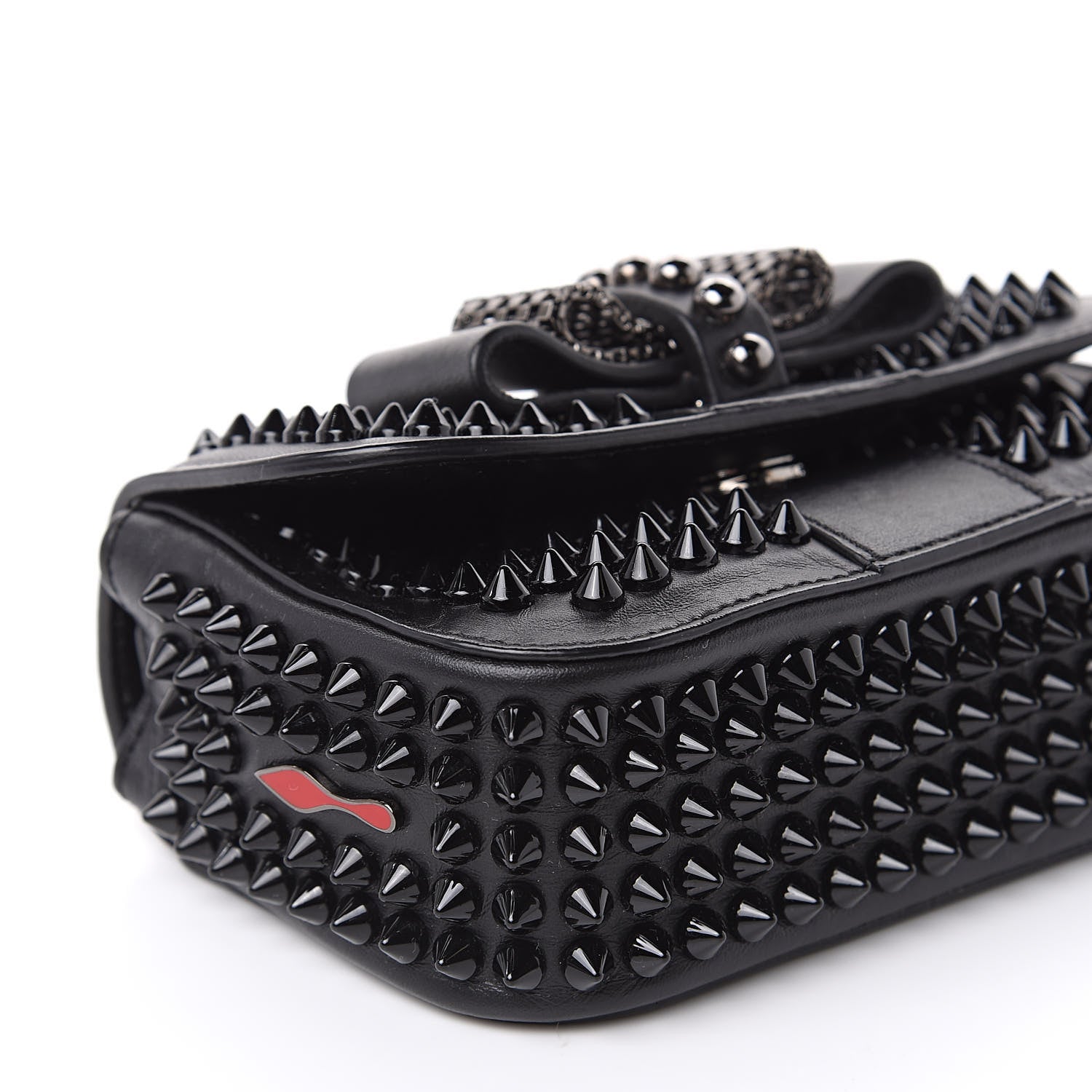 Christian Louboutin Calfskin Spikes Sweety Charity Crossbody Bag Black 8 of 11