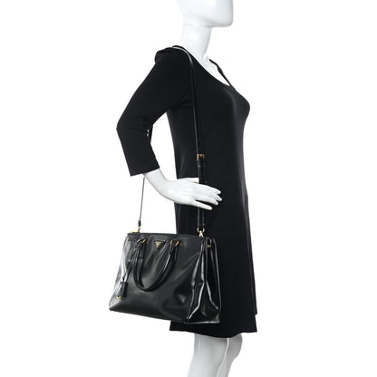 Prada Saffiano Vernice Medium Galleria Double Zip Tote Black 2 of 17