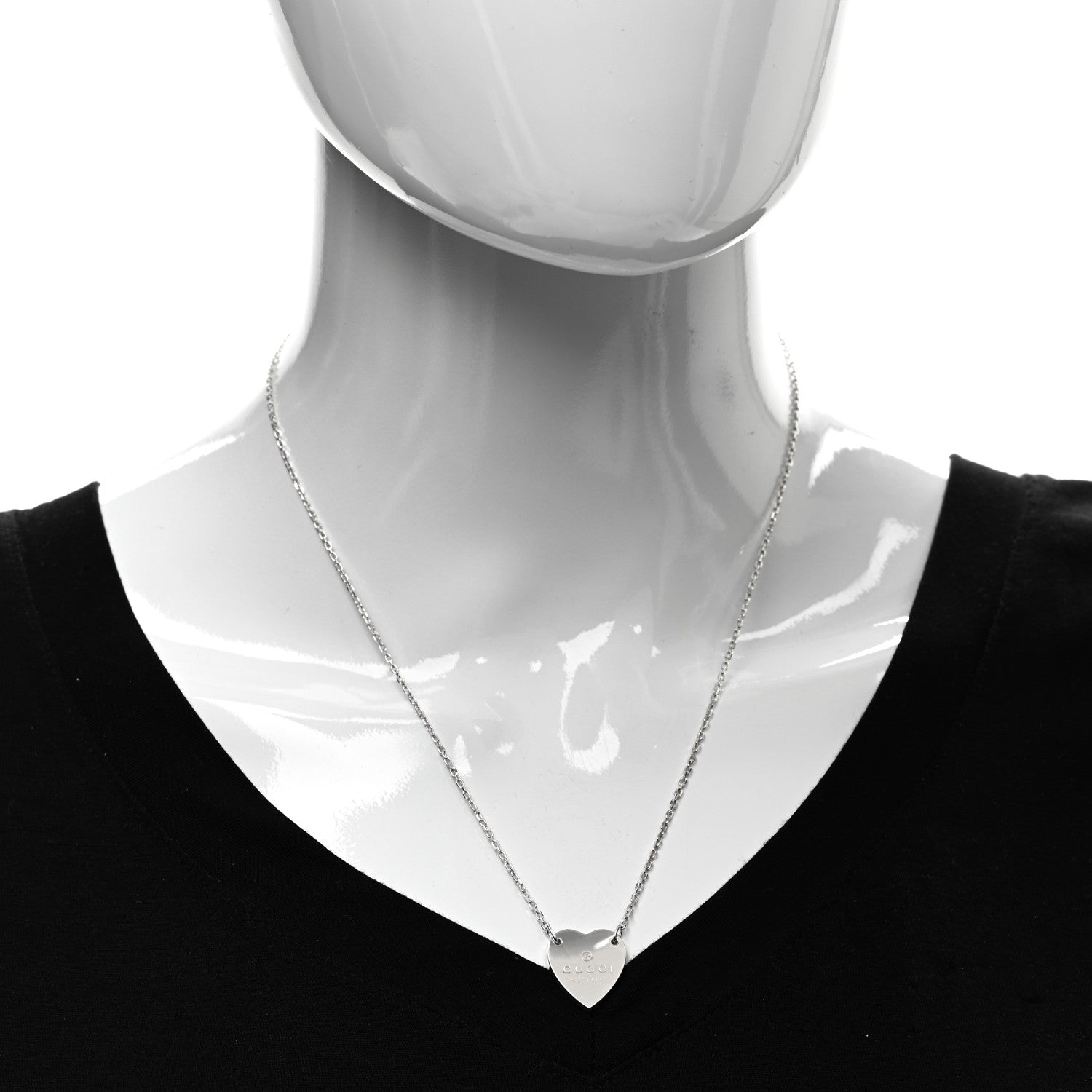 Gucci Sterling Silver Trademark Heart Pendant Necklace 2 of 4