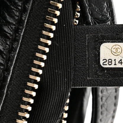Chanel Calfskin Crocodile Embossed Small Gabrielle Cocodile Hobo Black 7 of 10