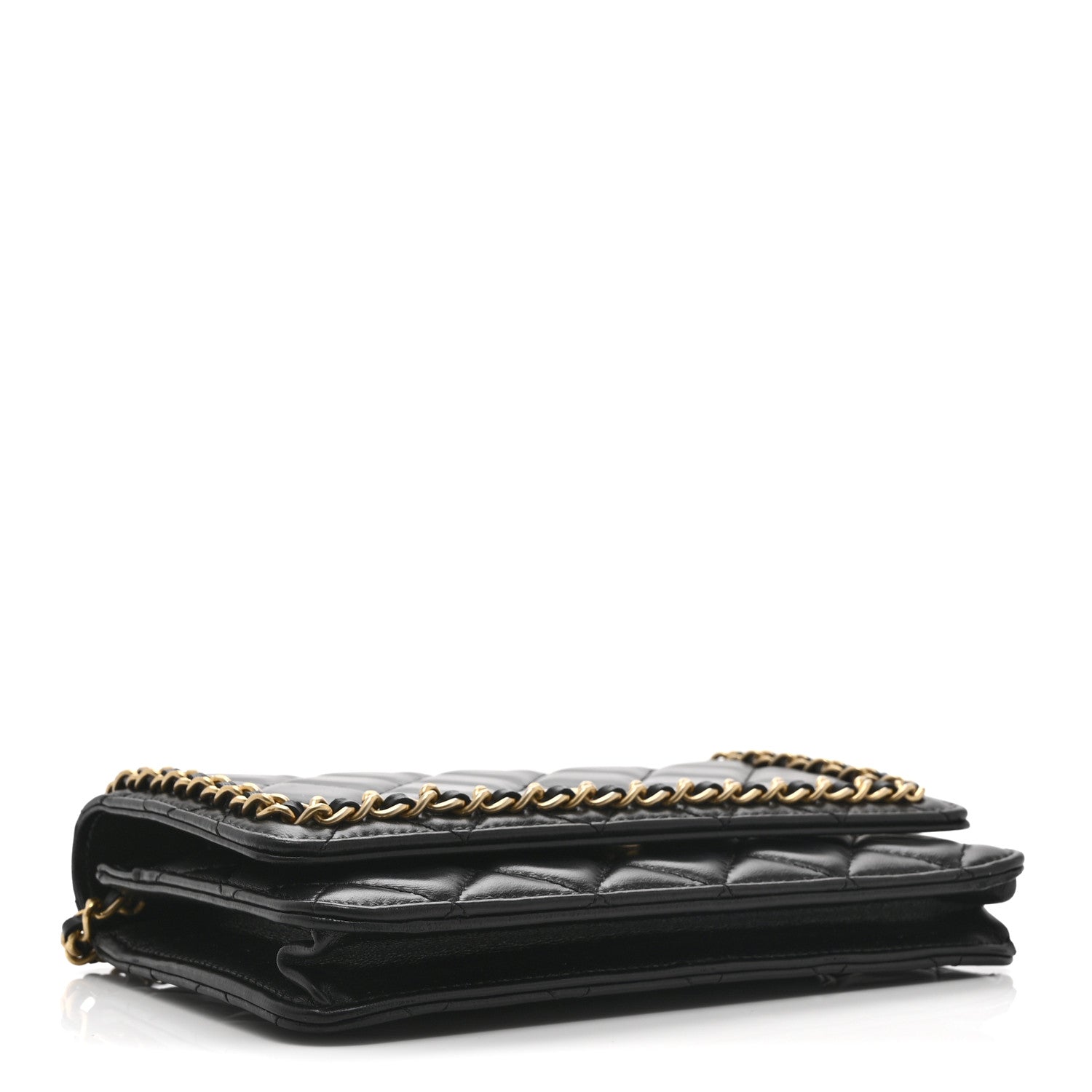 Chanel Lambskin Quilted Chain Around Wallet On Chain WOC Black 4 of 11
