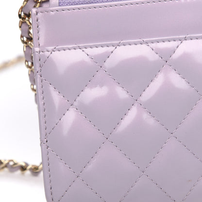 Chanel Patent Calfskin Quilted Boy Wallet On Chain WOC Purple 13 of 14