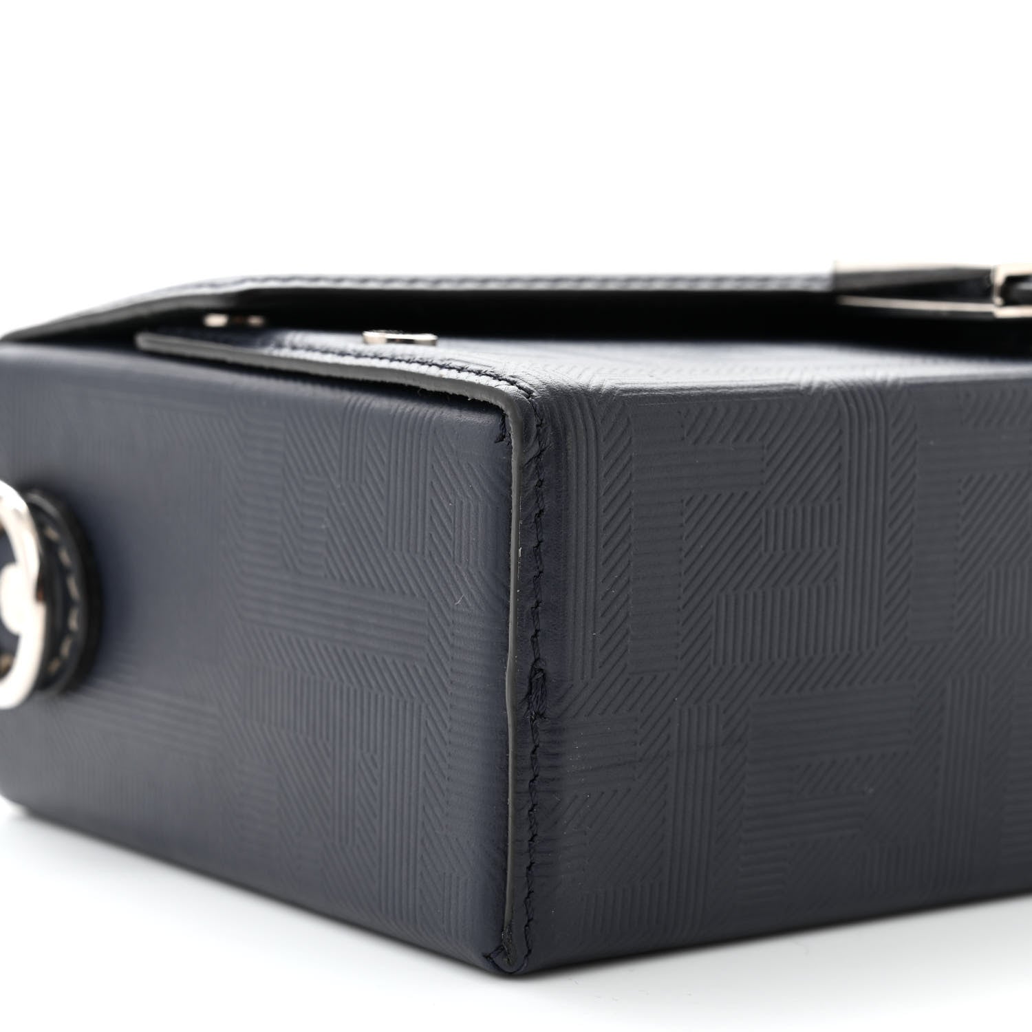 Fendi Vitello King FF Lines Embossed Baguette Soft Trunk Midnight 9 of 10