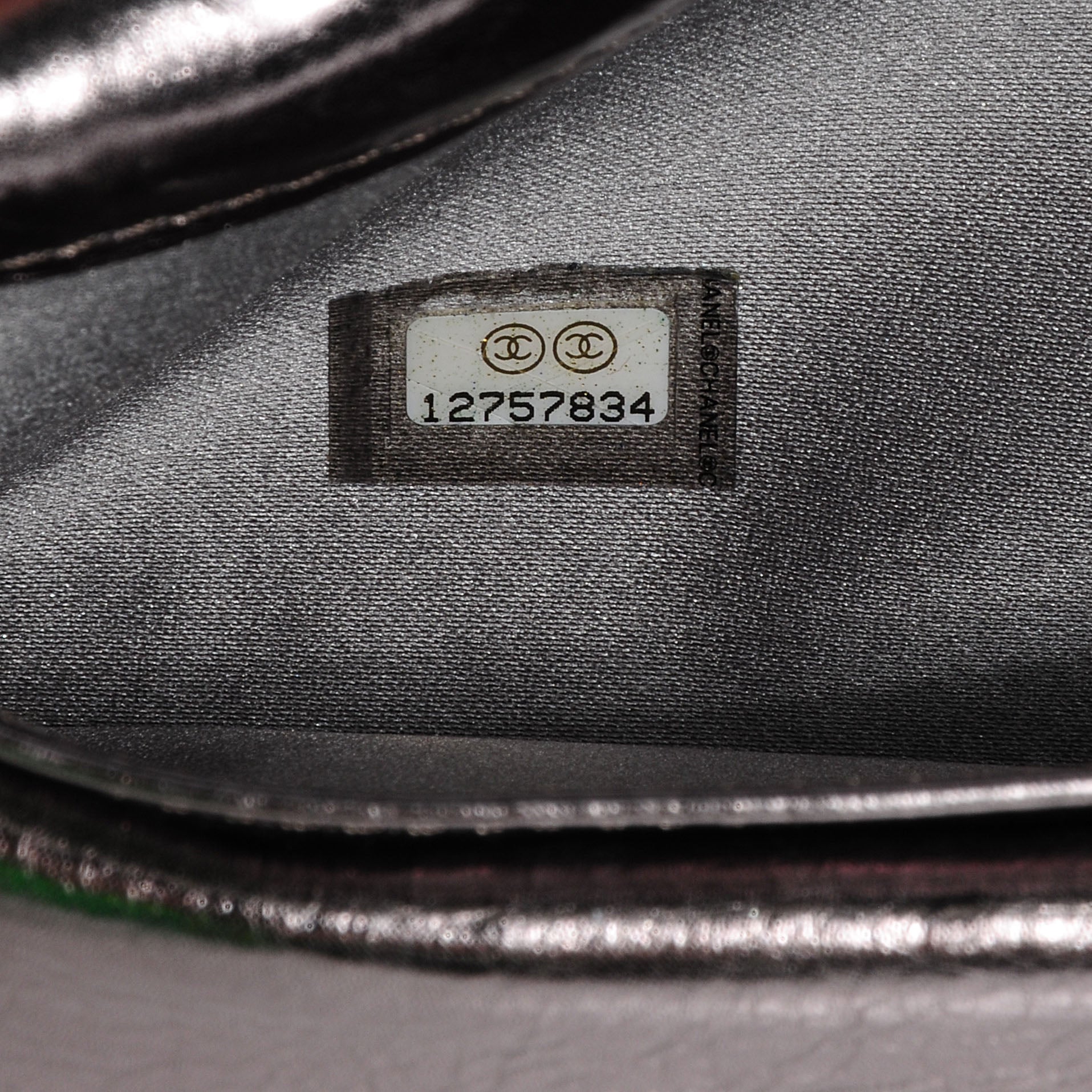 Chanel Leather CC Bow Wallet Metallic Dark Silver 6 of 8