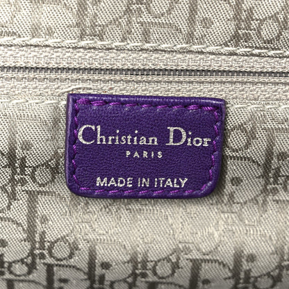 Christian Dior Lambskin Plisse Pleated Frame Satchel Violet Fonce 6 of 10