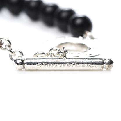 Tiffany Sterling Silver Black Onyx Bead Toggle Bracelet 5 of 6