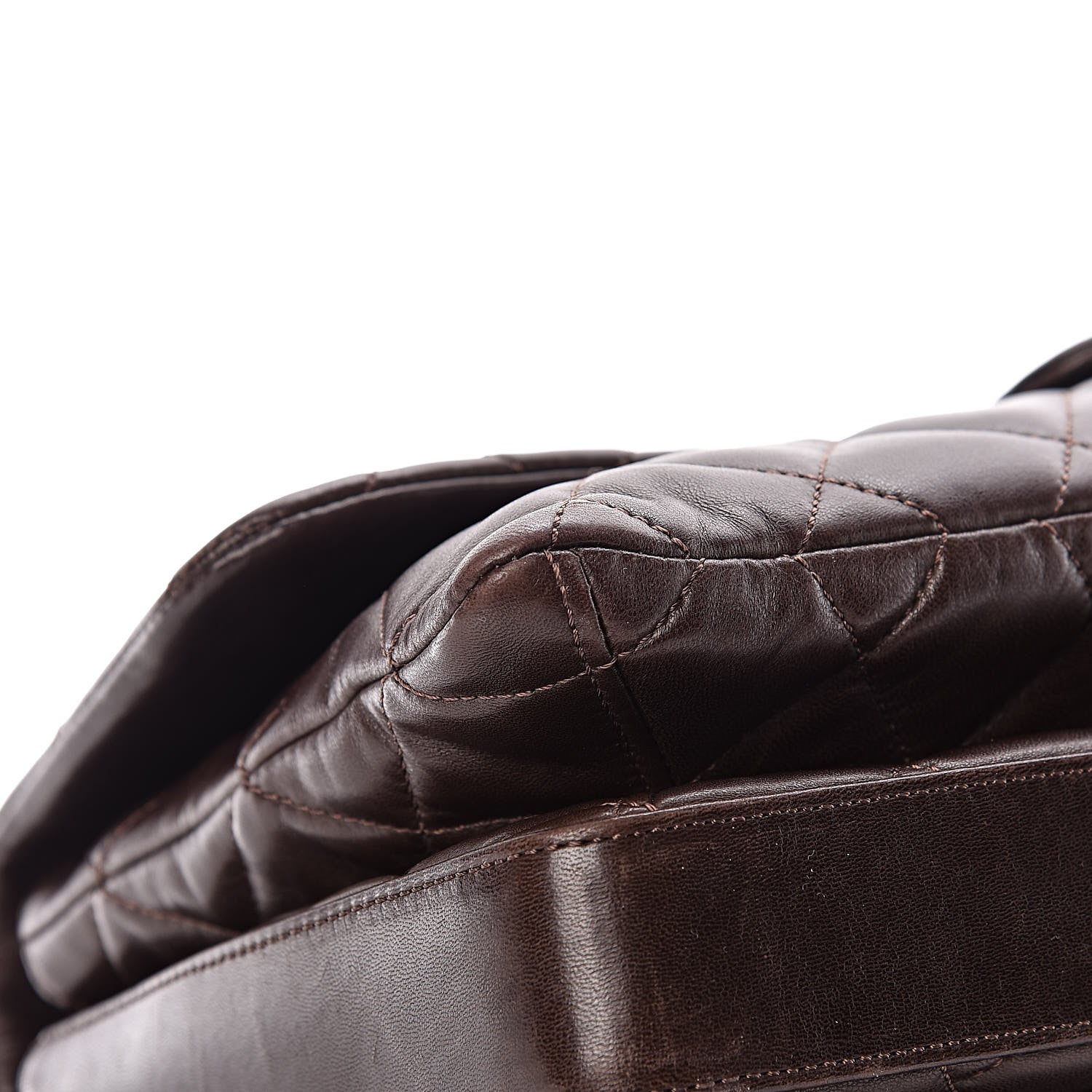 Chanel Lambskin Quilted Maxi 3 Flap Dark Brown 8 of 14