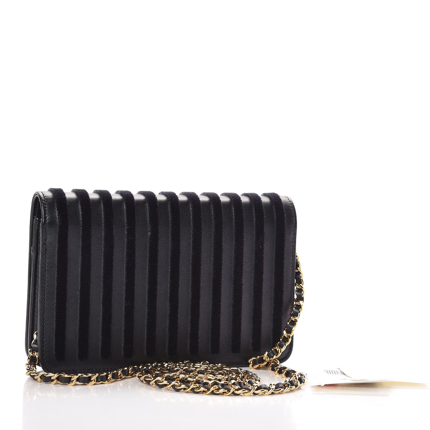 Chanel Iridescent Calfskin Velvet Stripe Wallet On Chain WOC Purple 3 of 12