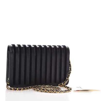 Chanel Iridescent Calfskin Velvet Stripe Wallet On Chain WOC Purple 3 of 12