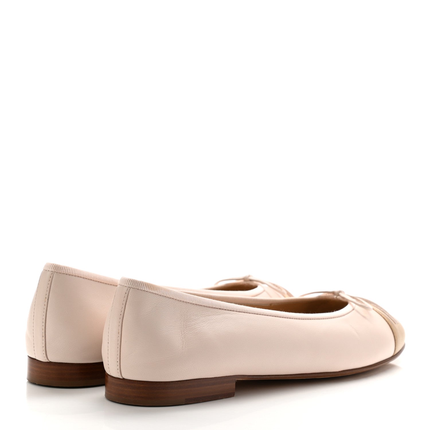 Chanel Lambskin Cap Toe Ballerina Flats 39.5 Beige Gold 4 of 10