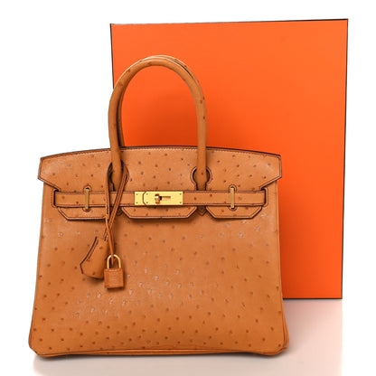Hermes Ostrich Horseshoe Birkin 30 Cognac Rose Extreme 16 of 16