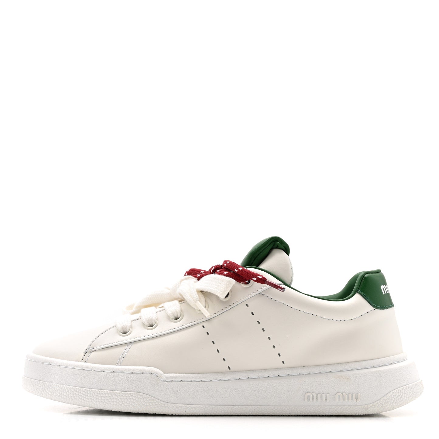 Calfskin Womens Low Top Sneakers 39 White Green