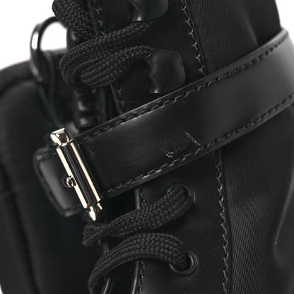 Prada Spazzolato Rois Nylon Metal Triangle Logo Monolith Pouch Pocket 55mm Boots 38 Black 12 of 12