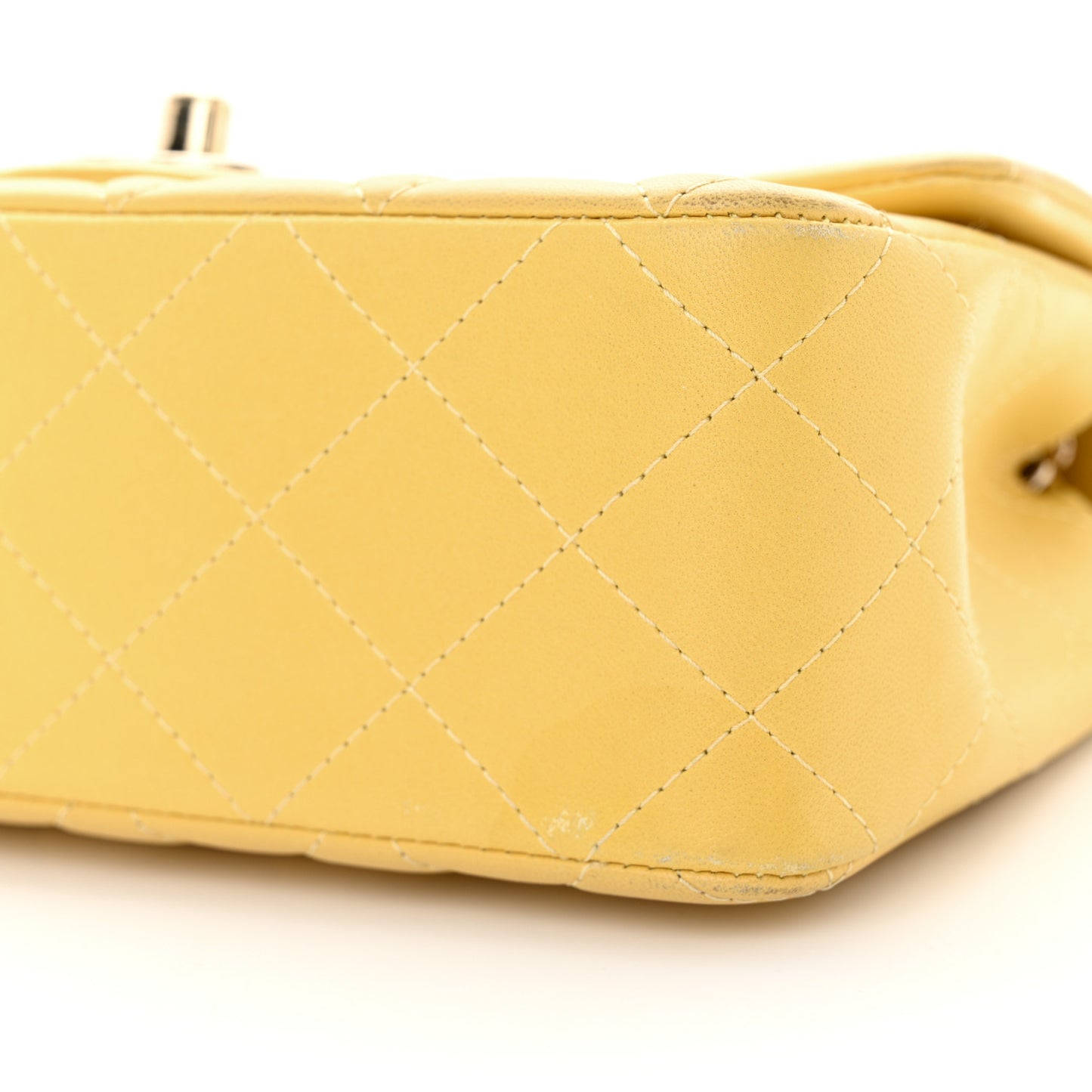 Lambskin Quilted Mini Rectangular Flap Yellow