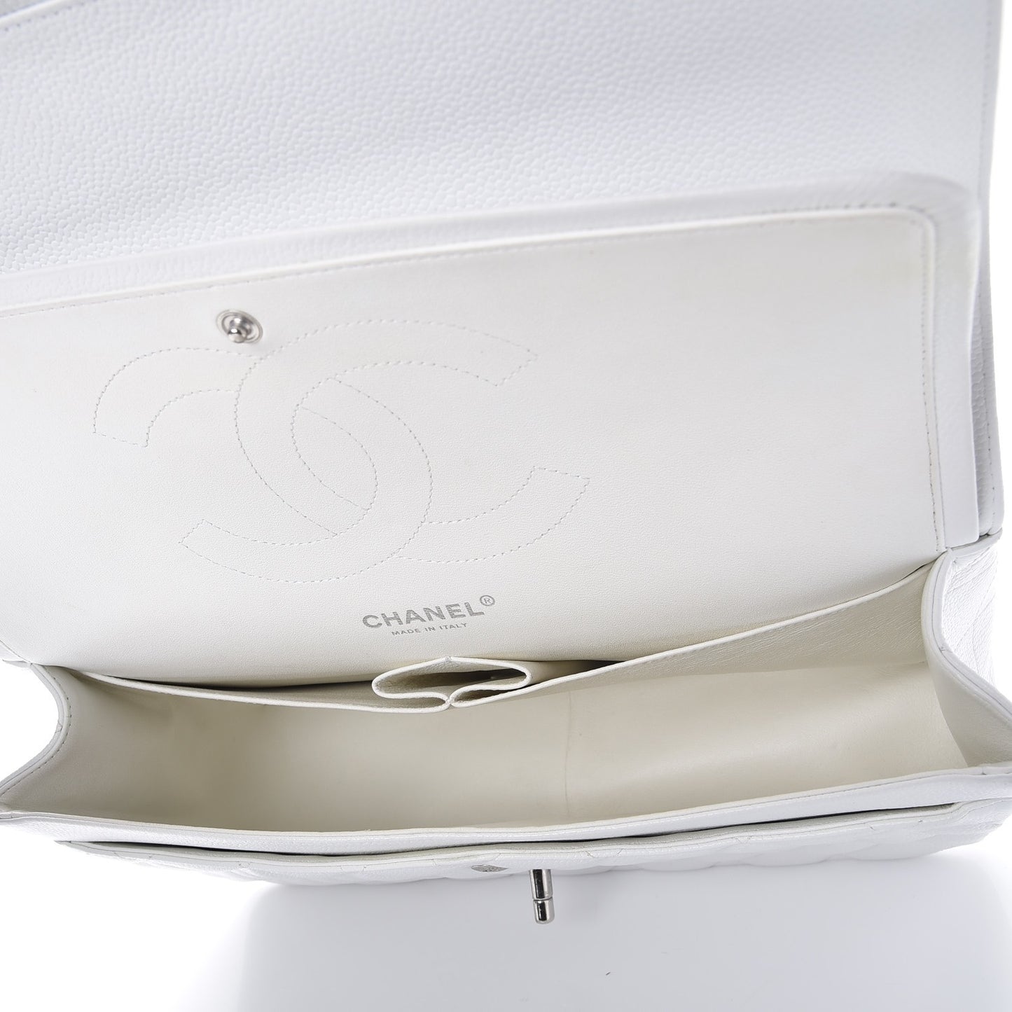 Caviar Quilted Jumbo Double Flap White