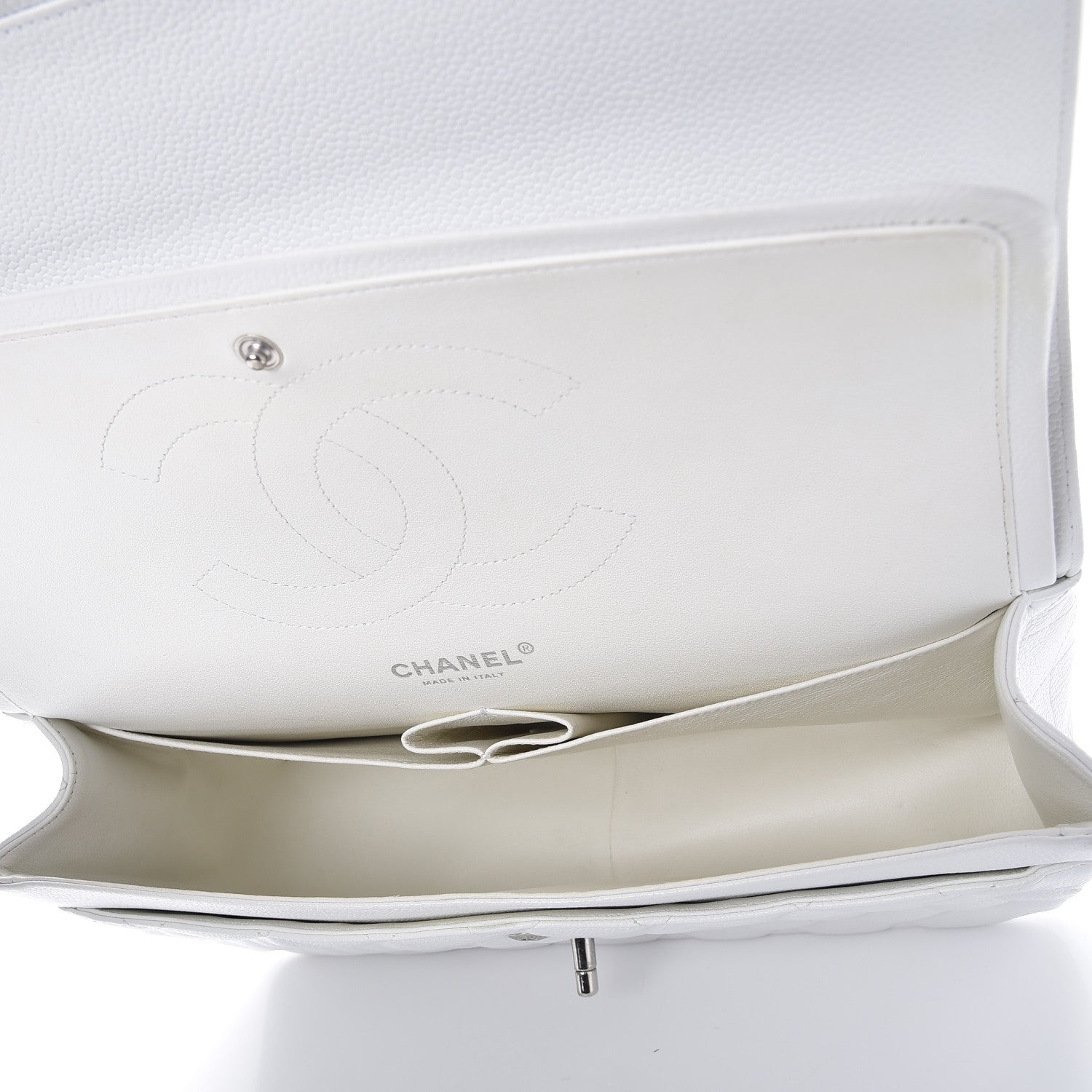 Chanel Caviar Quilted Jumbo Double Flap White 6 of 11