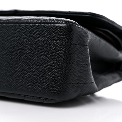 Chanel Caviar Chevron Quilted Medium Double Flap Black 9 of 12
