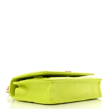 Chanel Shiny Lambskin Quilted Chanel 19 Wallet On Chain WOC Neon Yellow 4 of 14