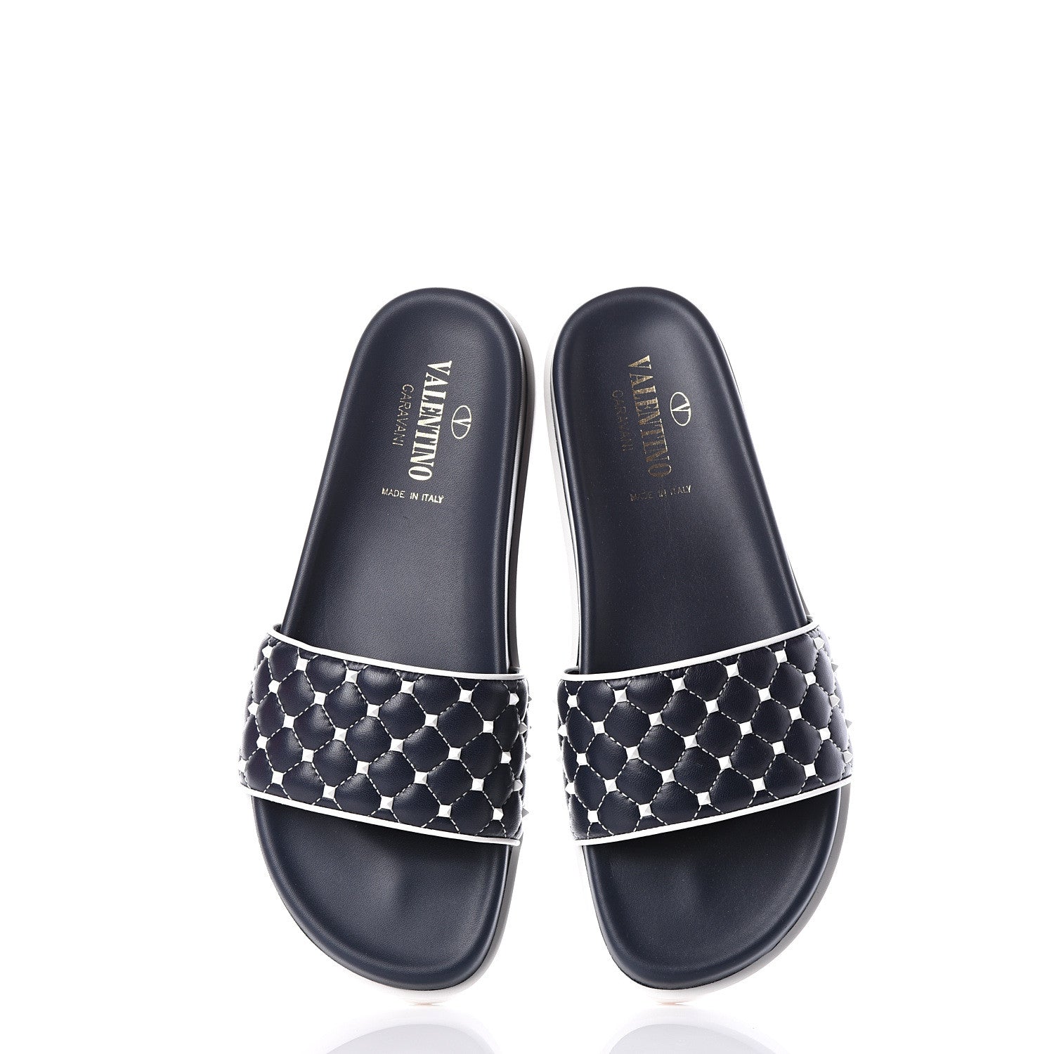 Valentino Garavani Nappa Free Rockstud Spike Pool Slide Sandals 38 Marine 5 of 11