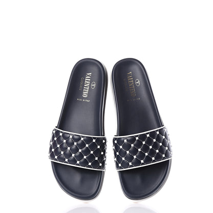 Valentino Garavani Nappa Free Rockstud Spike Pool Slide Sandals 38 Marine 5 of 11