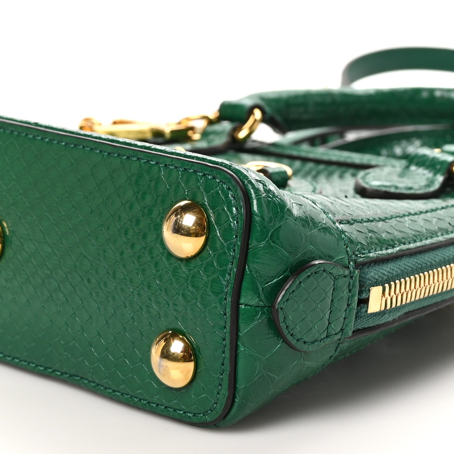Gucci Shiny Snakeskin Mini Horsebit 1955 Top Handle Bag Emerald 10 of 10