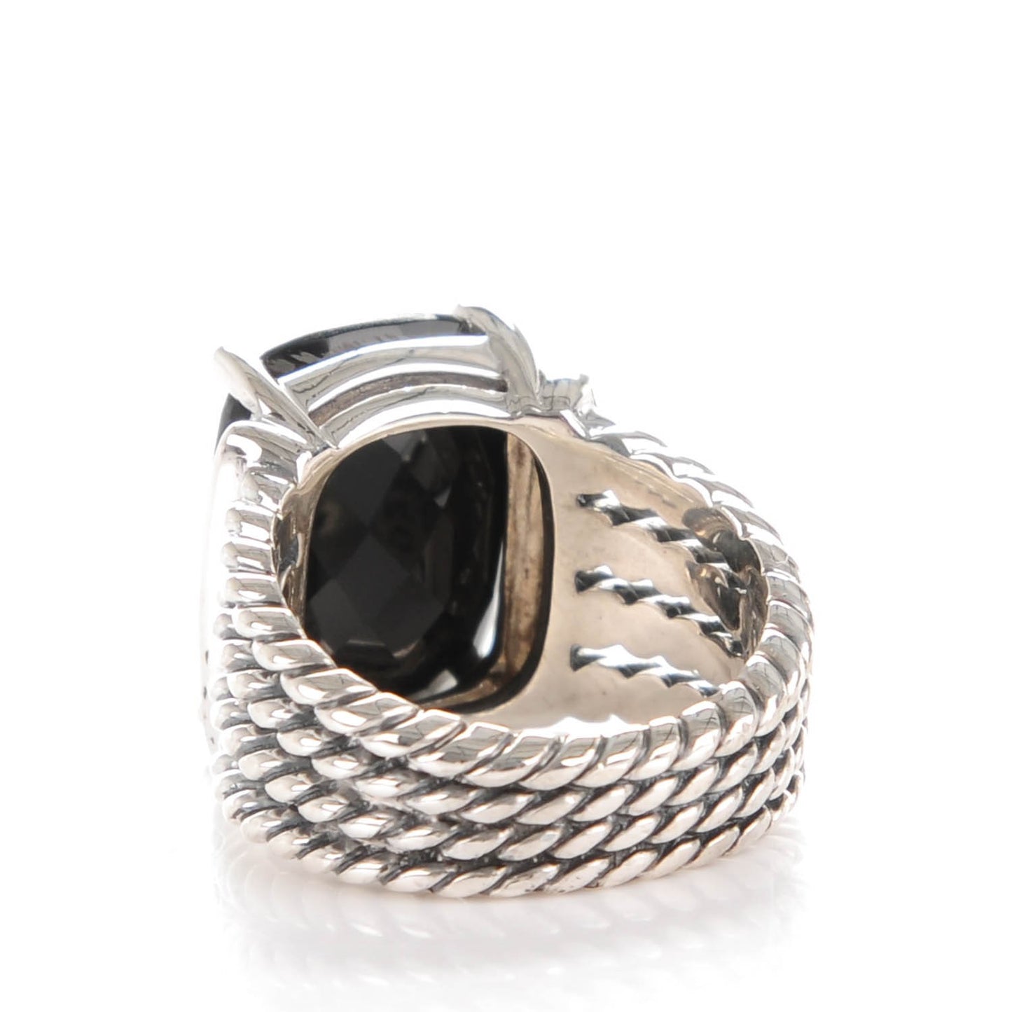 Sterling Silver Diamond Black Onyx 16mm Wheaton Ring 52 6