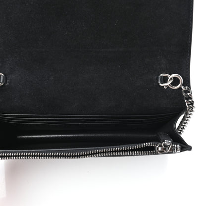 Saint Laurent Metallic Suede Classic Monogram Kate Tassel Chain Wallet Black Silver 5 of 8
