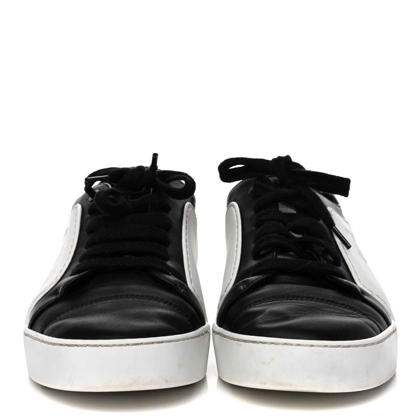 Calfskin Womens CC Sneakers 39.5 Black White