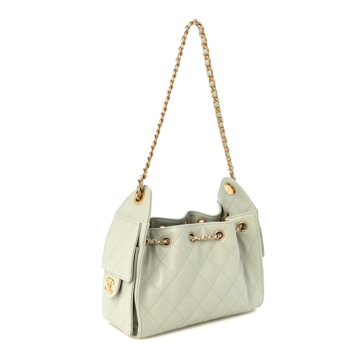 Caviar Quilted Mini Chanel 25 Handbag Light Green