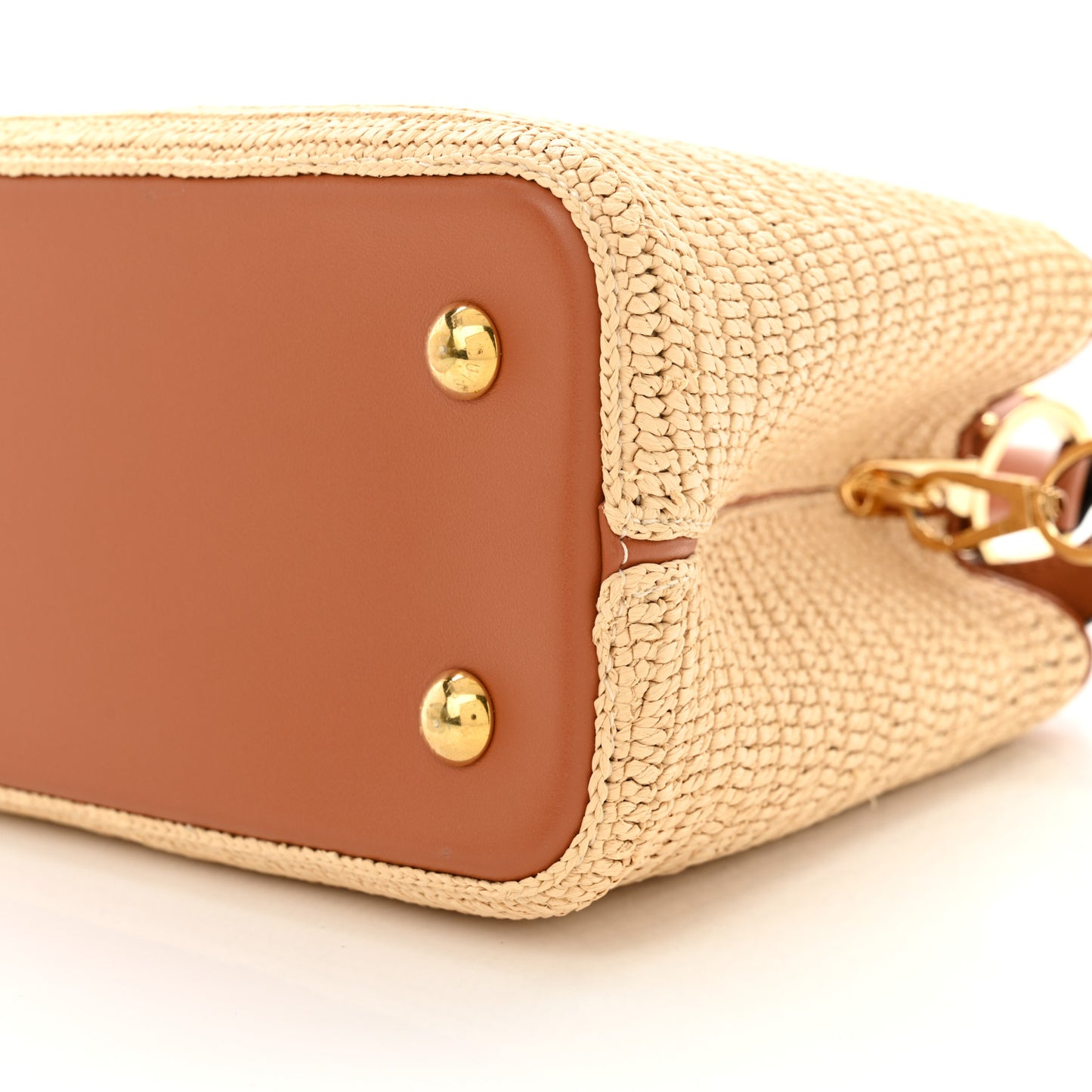 Raffia Capucines MM Caramel Ecru