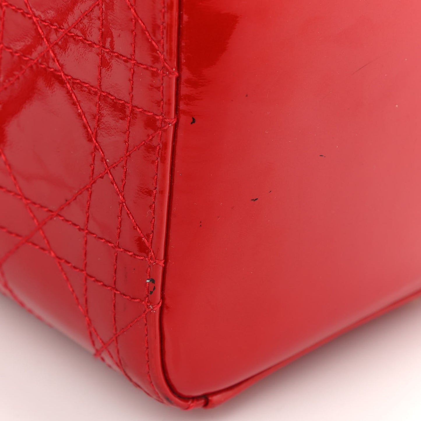 Patent Cannage Stitched Medium Lady Dior Red