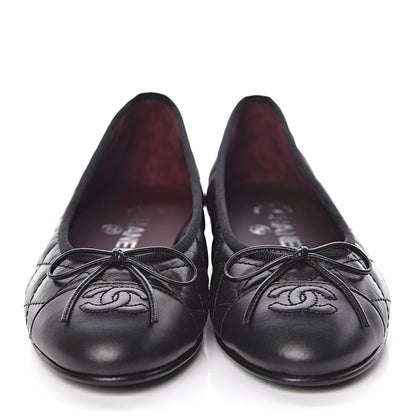 Chanel Aged Calfskin Quilted Cap Toe Ballerina Flats 35.5 Black 2 of 10