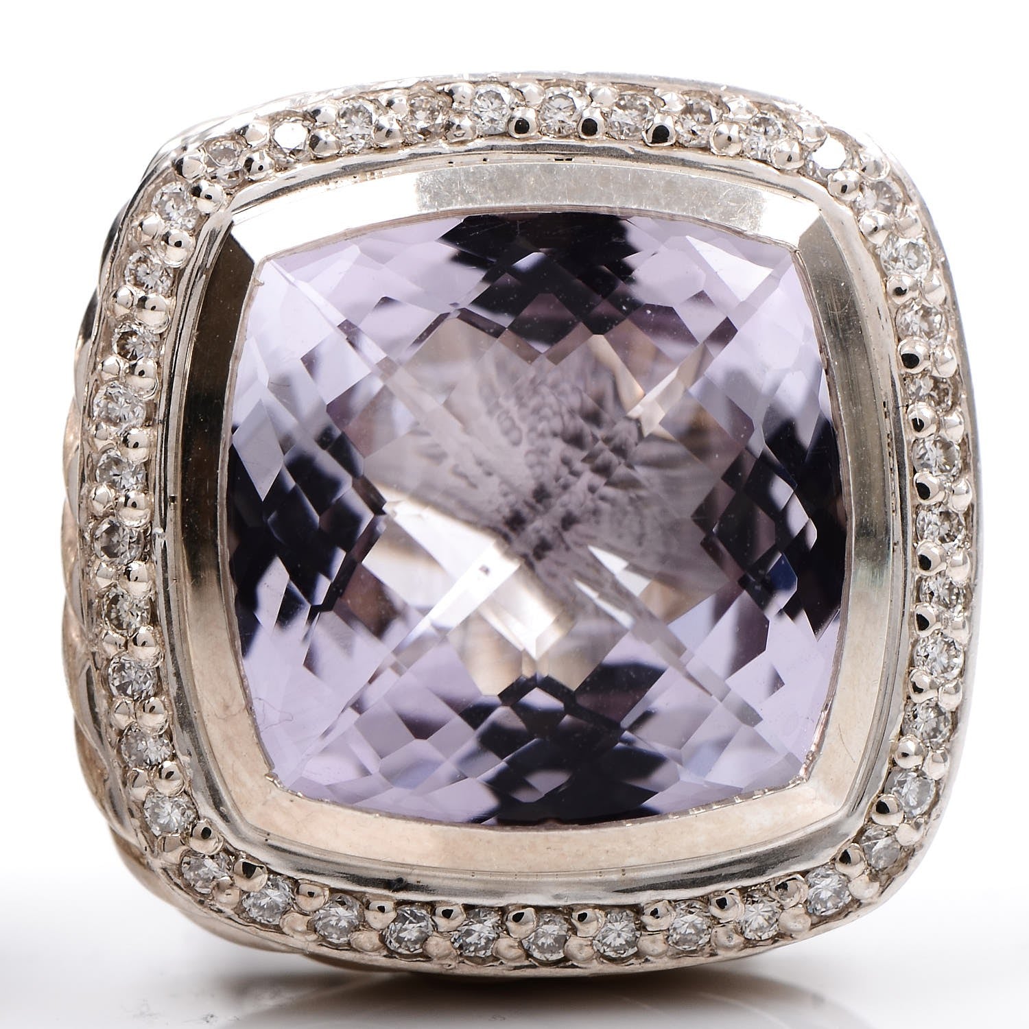 David Yurman Sterling Silver Amethyst Diamond 14mm Albion Earrings 3 of 6