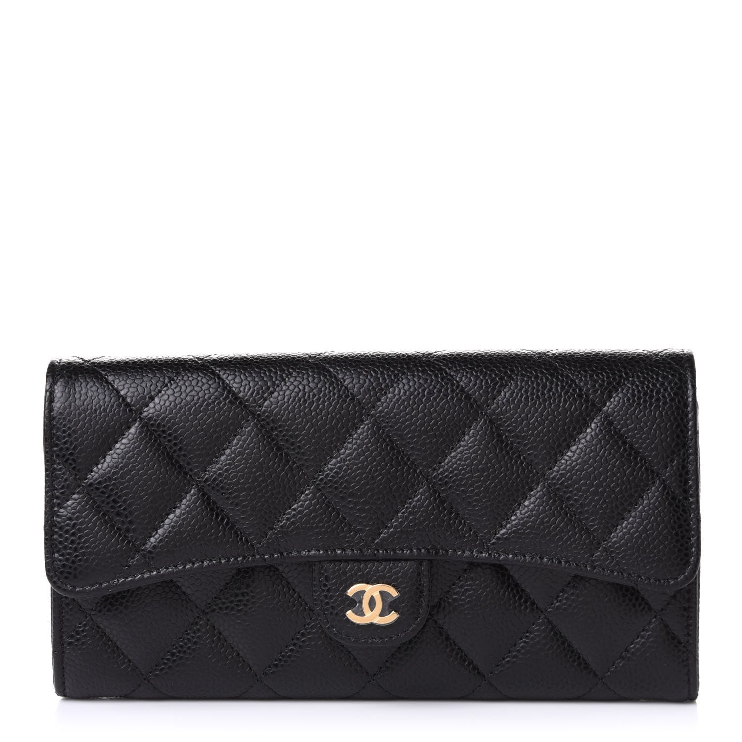 Chanel Caviar Quilted Large Gusset Flap Wallet Black 1 of 9