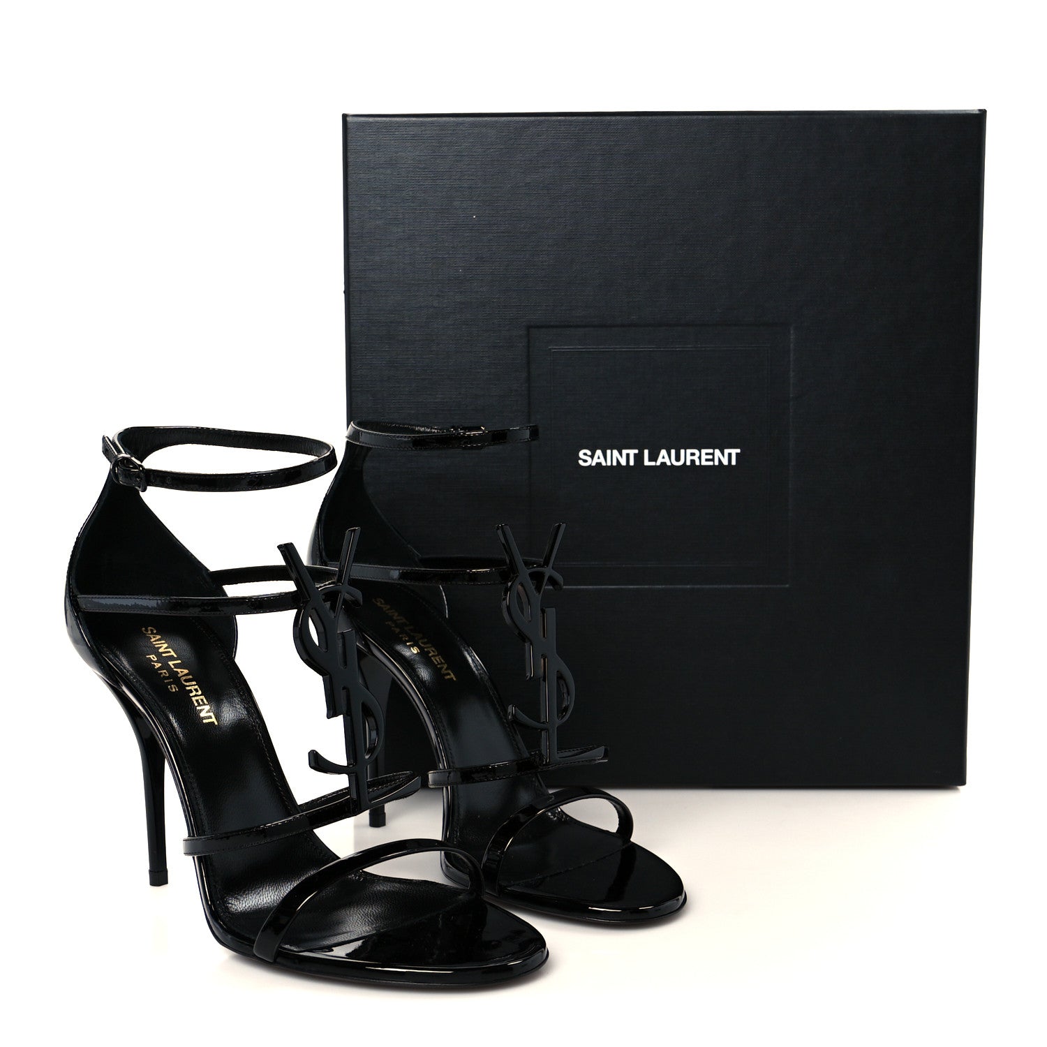 Saint Laurent Vernice Chiffon Cassandra 100 Ankle Strap Sandals 38.5 Black 10 of 10