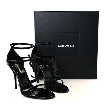 Saint Laurent Vernice Chiffon Cassandra 100 Ankle Strap Sandals 38.5 Black 10 of 10